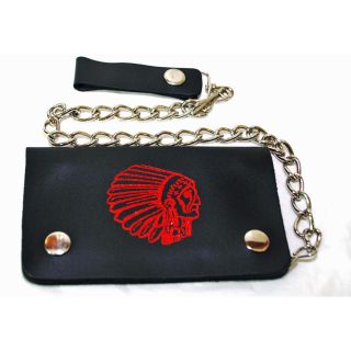 Hollywood Tag American Indian Leather Bi fold Chain Wallet