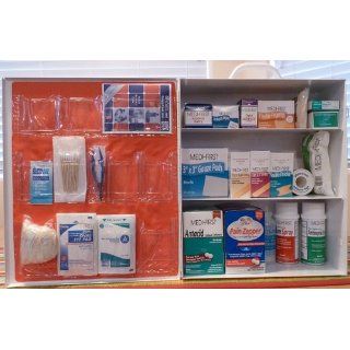 Medique 745M1 3 Shelf Industrial Side Opening First Aid Cabinet, Filled