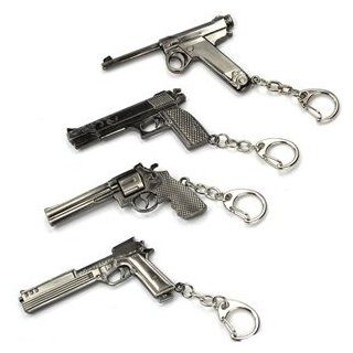 Bluecell Pack of 4 Pcs of Mini Metal Shooting Game Gun Model Sniper Rifle Pendant/Ornaments Key Ring Keychain (502#003#747#664)  Key Tags And Chains 