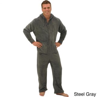 Del Rossa Mens Hooded Footed One piece Fleece Pajamas