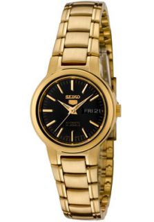 Seiko SYME48K1  Watches,Womens Automatic Gold Plated Black Dial, Casual Seiko Automatic Watches