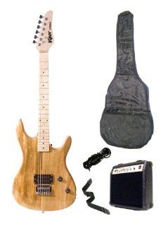 Viper 39" Inch Natural Blonde Electric Guitar & 10 Watt Amp Pack Carrying Case & Accessories (Includes Whammy Bar, Strap, Cable, Pick, Strings, eBook, Harmonica) Musical Instruments