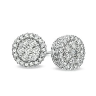 CT. T.W. Diamond Cluster Stud Earrings in 10K White Gold   Zales