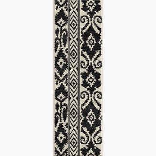 Hand made Tribal Pattern Ivory/ Black Wool Rug (2.6x8)