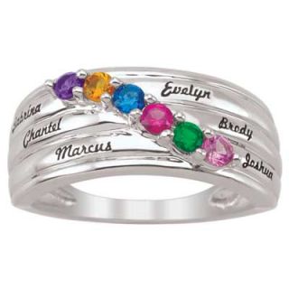 Mothers Simulated Birthstone Family Ring in Sterling Silver (2 6