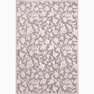 Hand made Gray/ Ivory Art Silk/ Chenille Transitional Rug (2x3)