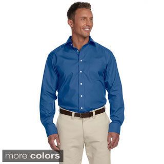 Chestnut Hill Mens Executive Performance Broadcloth Shirt With Spread Collar Blue Size XL