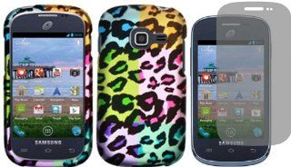 For Samsung Galaxy Centura S738C Hard Design Cover Case Bright Colorful Leopard + LCD Screen Protector Cell Phones & Accessories