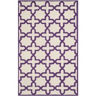 Safavieh Handmade Moroccan Cambridge Ivory/ Purple Wool Rug (8 X 10)