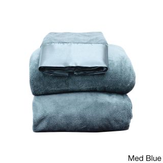 Amrapur Overseas Inc. Coral Fleece 3 piece Twin Or Twin Xl Sheet Set (multi Colors Available) Blue Size Twin