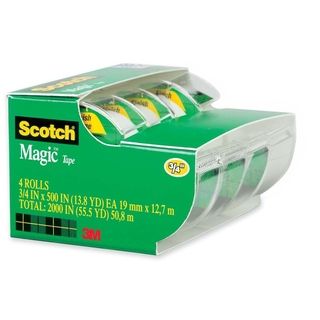 Magic Tape   Refillable Dispenser, 3/4 X 300, 1 Core, 4/pack