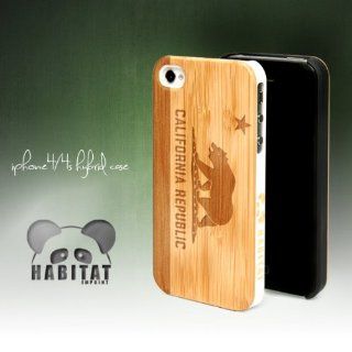 iPhone 4 Hybrid Bamboo Wood Case "California Flag" Cell Phones & Accessories