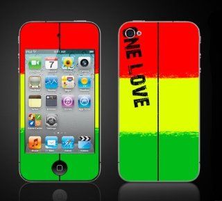 iPod Touch 4G Rasta Reggae One Love Red Gold Green Vinyl Skin kit fits 4th generation iPod apple iTouch decal cover Skins 