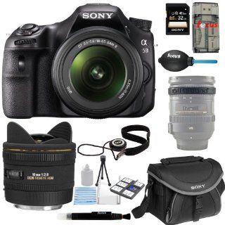 Sony a58 SLT A58K SLTA58K DSLR Camera and 18 55mm Lens Bundle with Sigma 10mm F/2.8 EX DC Fisheye Lens + Sony 32GB Memory Card + Tiffen UV Protector Filter + Replacement Battery + Accessory Bundle  Slr Digital Cameras  Camera & Photo