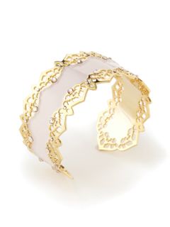 Gold & White Enamel Cuff Bracelet by LK Jewelry