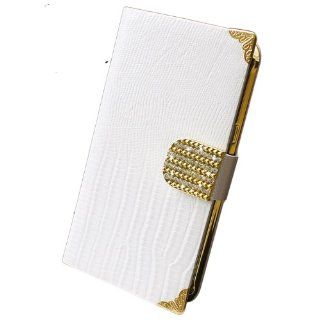 Bfun White Crocodile Deluxe Wallet Leather Cover Case for Samsung Galaxy Note 2 N7100 Cell Phones & Accessories