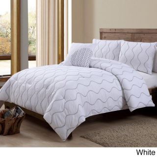 Victoria Classics Nora Embroidered 4 piece Comforter Set White Size King