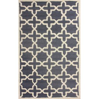 Nuloom Handmade Marrakesh Trellis Grey Wool Rug (5 X 8)
