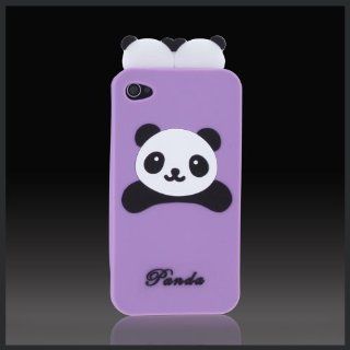 Purple Panda Bears "Flexa" flexible silicone soft skin case cover for Apple iPhone 4 4G 4S Cell Phones & Accessories