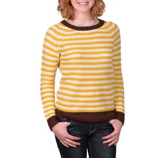 Journee Collection Juniors Chocolate Striped Knit Sweater