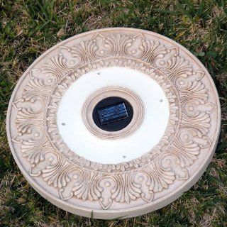 Homebrite Solar Power Round White Wash Stepping Stones   Set of 3  Outdoor Step Lights  Patio, Lawn & Garden