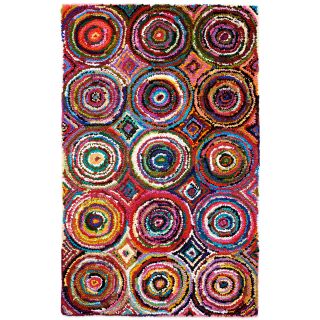 Tangi Multi colored Circles Pattern Recycled Cotton Rug (4 X 6)