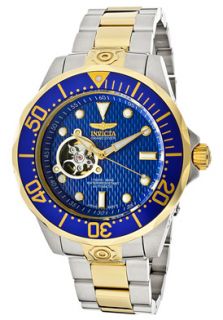 Invicta 13706  Watches,Mens Automatic Pro Diver Blue Textured Dial Stainless Steel & 18K Gold Plated SS, Casual Invicta Automatic Watches