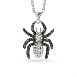 CT. T.W. Enhanced Black and White Diamond Spider Pendant in