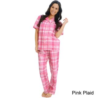 Alexander Del Rossa Del Rossa Womens Woven Cotton Top And Pants Pajama Set Other Size L (12  14)