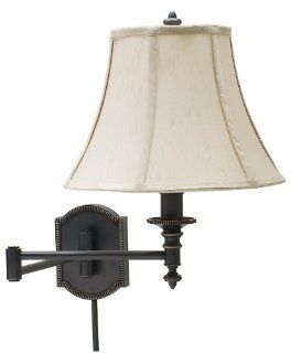 House of Troy WS761 OB Decorative 1LT Swing Arm Wall Lamp, Oil Rubbed Bronze Finish with Beige Fabric Shade   Wall Sconces  