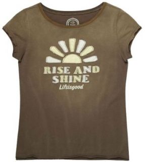 Life is good Women's Rise And Shine T Shirt BROWN XS Clothing