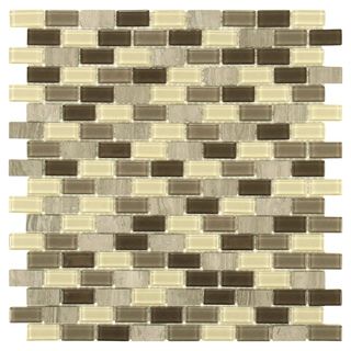 Somertile 11.25x11.75 View Mini Subway Aegis Glass And Stone Mosaic Tile (pack Of 16)