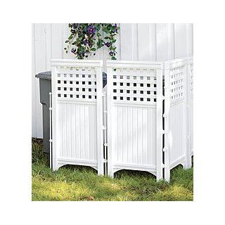 Adjustable Outdoor White Resin Four Panel Screen   Resin Trash Can Screen