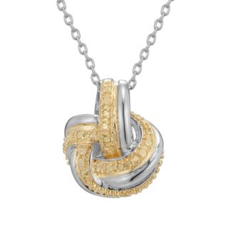 Enhanced Yellow Diamond Accent Love Knot Pendant in Sterling Silver
