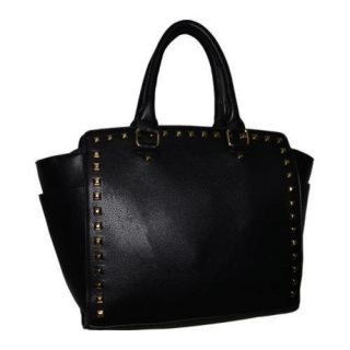 Womens Blingalicious Leatherette Handbag With Studs Q2026 Black
