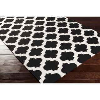Surya Carpet, Inc Hand woven Dean Moroccan Trellis Geometric Flatweave Wool Rug (8 X 11) Black Size 8 x 11