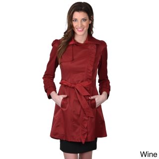 Jessica Simpson Jessica Simpson Womens Belted Ruffled Trench Coat Red Size S (4  6)