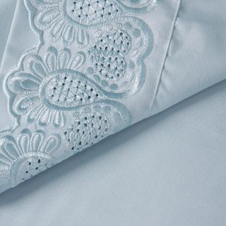 Elite Home Products, Inc Majestic Embroidered Lace Sheet Set Blue Size Full