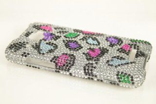 HTC Droid DNA 6435 Full Diamond Hard Case Cover for Colorful Leopard + Earphone Cord Winder Cell Phones & Accessories