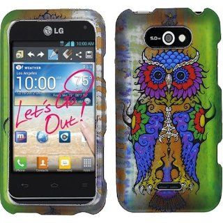 Green Red Purple Blue Owl Hard Case Cover For LG Motion 4G MS770 Cell Phones & Accessories