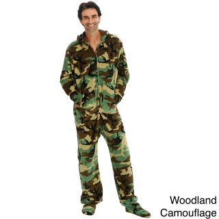 Del Rossa Mens Hooded Footed One piece Fleece Pajamas