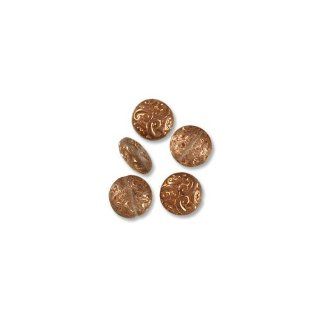 Czech Pressed Glass Button Bead 13mm Clear Copper (1 Pc)
