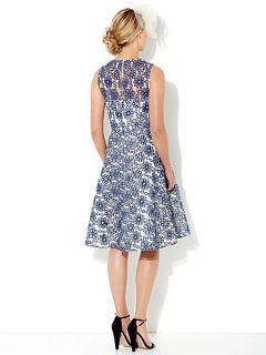 Untold Embroidered fit and flare dress Navy & White