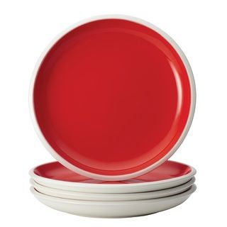 Rachael Ray Dinnerware Rise 4 piece Stoneware Salad Plate Set, Red