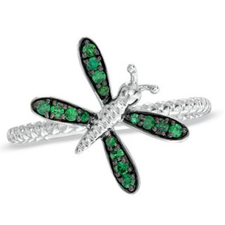 CT. T.W. Enhanced Green Diamond Stackable Dragonfly Ring in