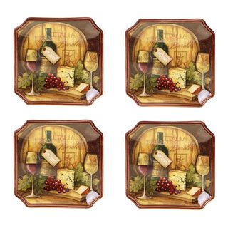 Wine Map 6 inch Ceramic Canape Plate (set Of 4)