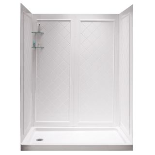 DreamLine Shower Base and Back Walls 76.75 in H x 60 in W x 30 in L White Acrylic Wall 5 Piece Alcove Shower Kit
