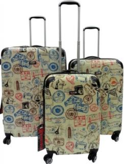 Kemyer, Series 777, Hard Case, 4 Wheel Spinners, Light Weight, Durable Luggage, Set of 3 (Stamp Silver) Clothing