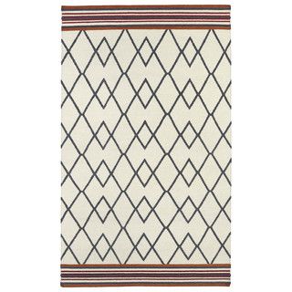 Flatweave Tribeca Ziggy Grey Wool Rug (36 X 56)