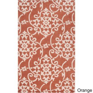 Surya Carpet, Inc. Hand tufted Floral Contemporary Area Rug (9 X 13) Orange Size 9 x 13